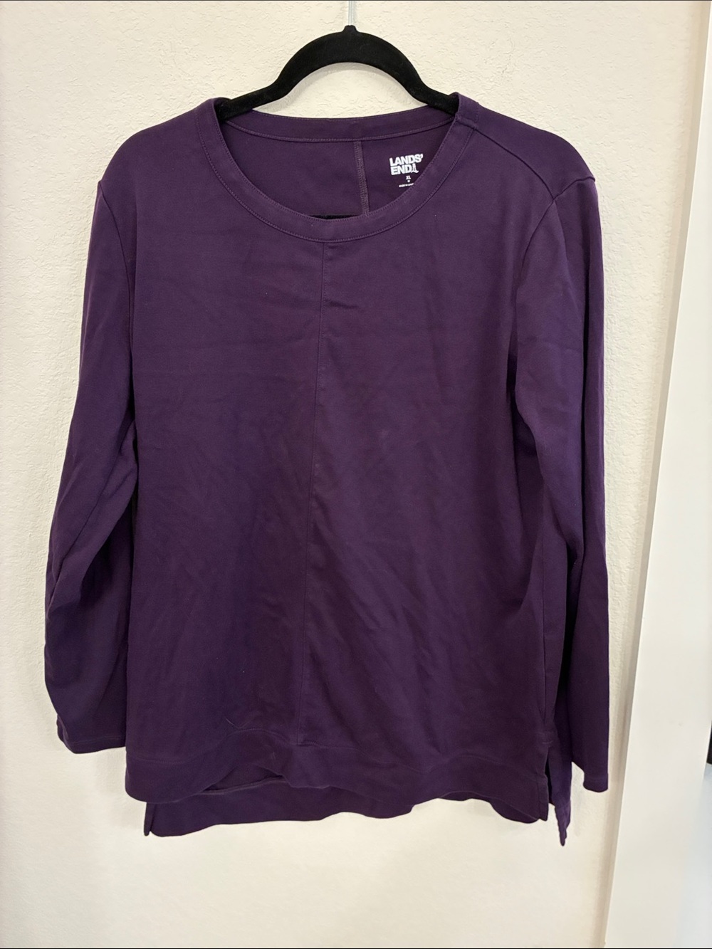 EUC- Lands’ End Women’s XL (18) Long‑Sleeve Cotton Tunic – Jewel Amethyst Purple